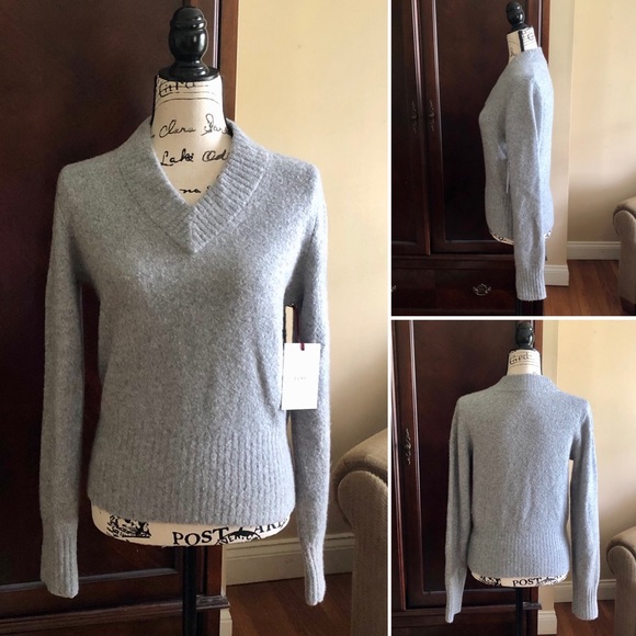 LEWIT—V-NECK SOFT, GRAY MERINO & CASHMERE BOUCLÉ SWEATER. SIZE MEDIUM & BNWT!! - Picture 6 of 13